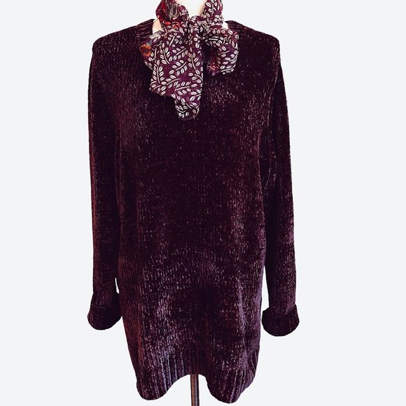 Orvis Sweaters - Orvis Plum Chenille Crew Neck Sweater Size XXL